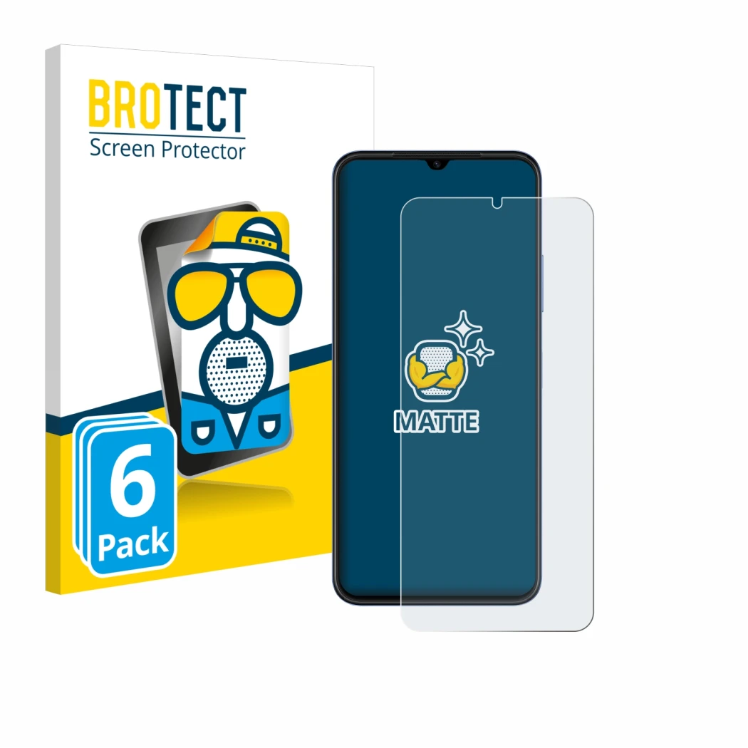 Parte frontal de un envase de producto con el logotipo de la marca BROTECT. Al lado se muestra el dispositivo Huawei Nova Y61