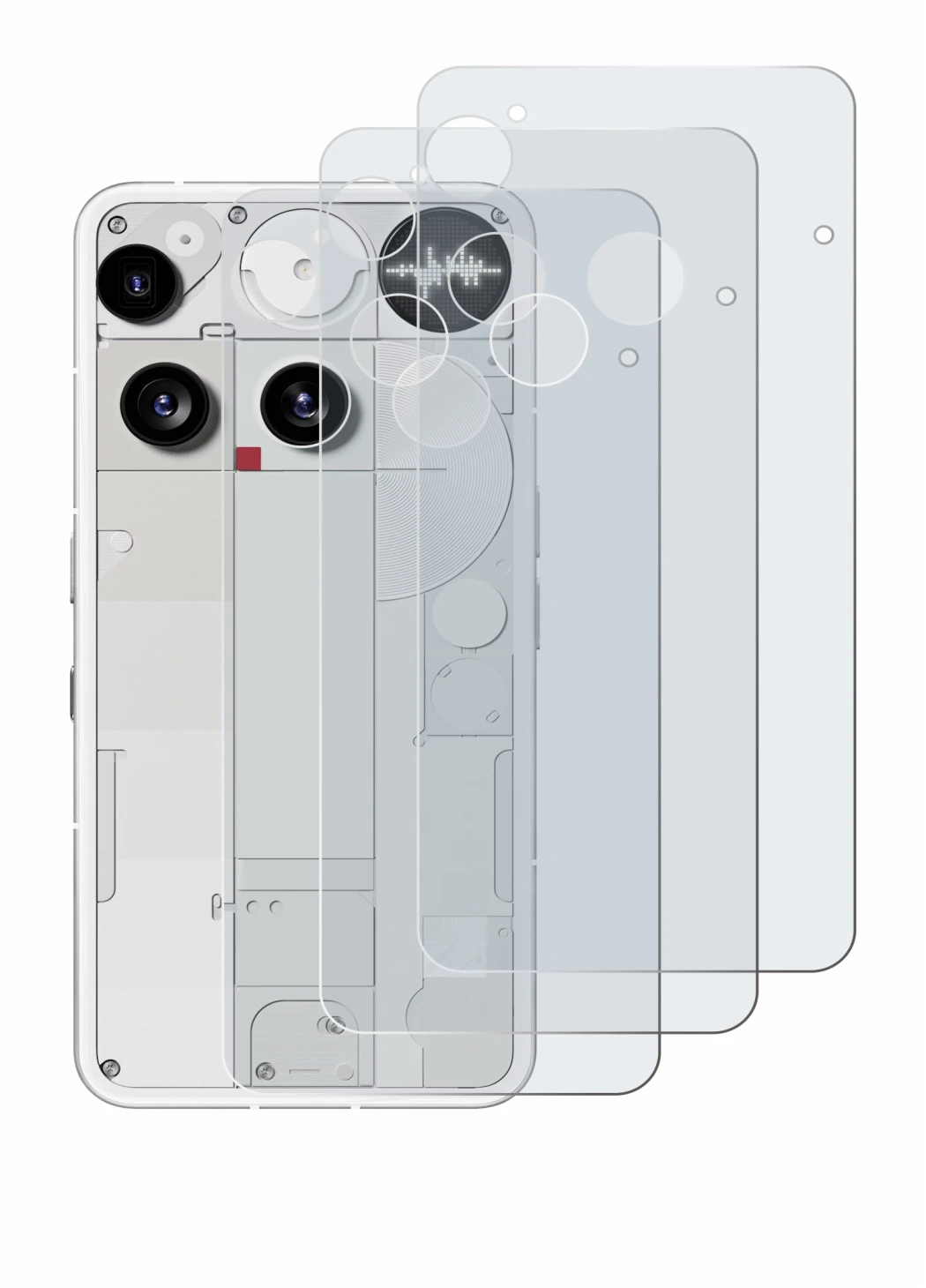 Imagen del dispositivo Nothing Phone (3) (Trasero) con una amplia variedad de protectores de pantalla.