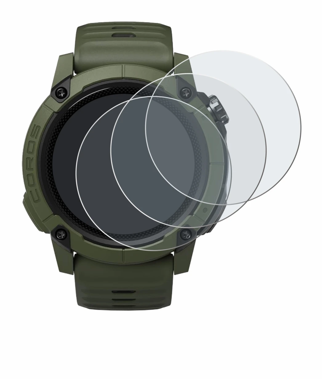 Imagen del dispositivo Coros NOMAD con una amplia variedad de protectores de pantalla.