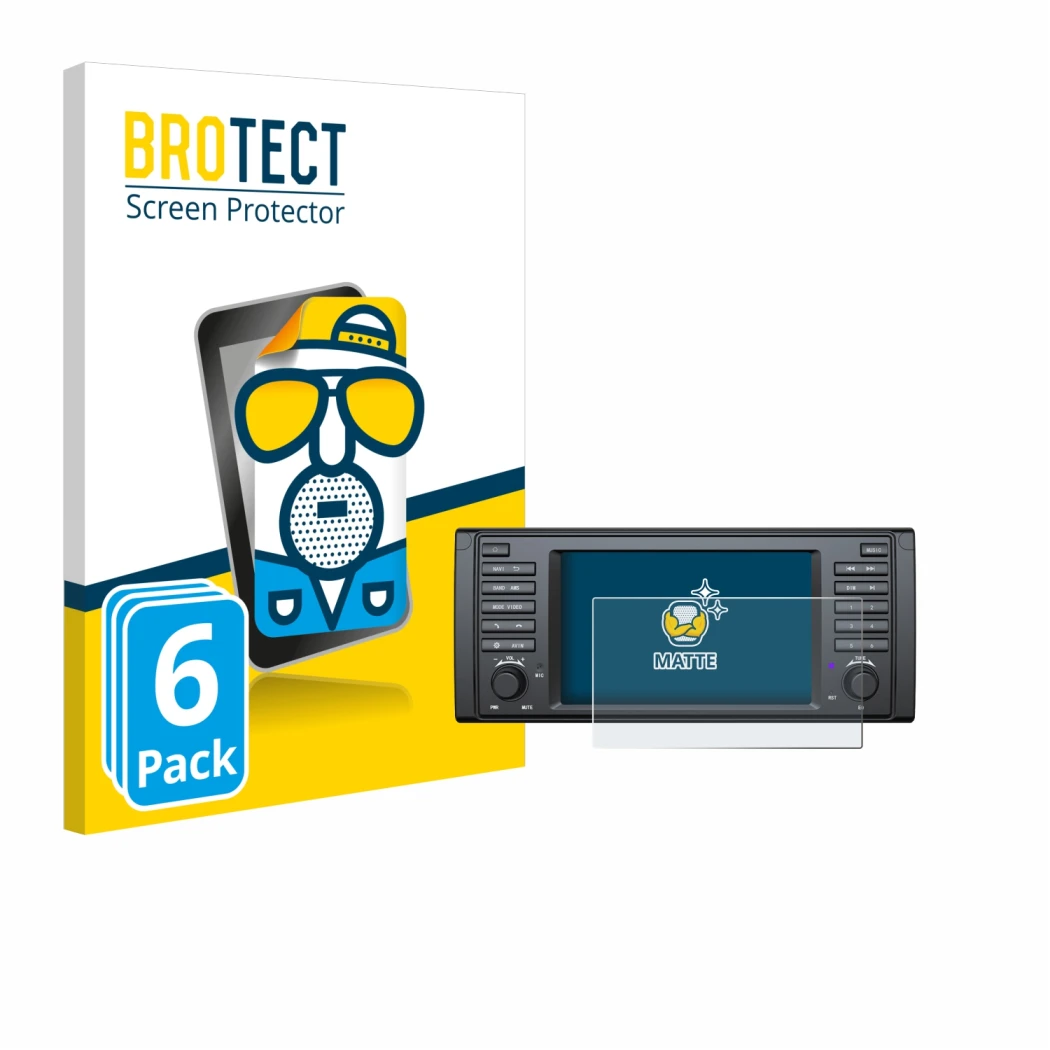 Parte frontal de un envase de producto con el logotipo de la marca BROTECT. Al lado se muestra el dispositivo Eonon E39A12S co