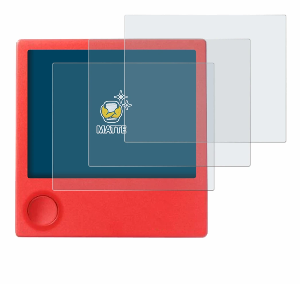 Imagen del dispositivo PicPak E-Ink Display con una amplia variedad de protectores de pantalla.