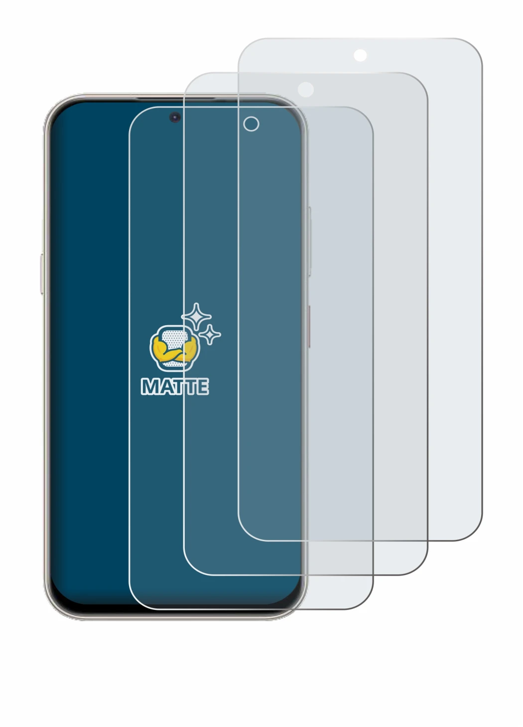 Imagen del dispositivo Nubia V80 Pro con una amplia variedad de protectores de pantalla.