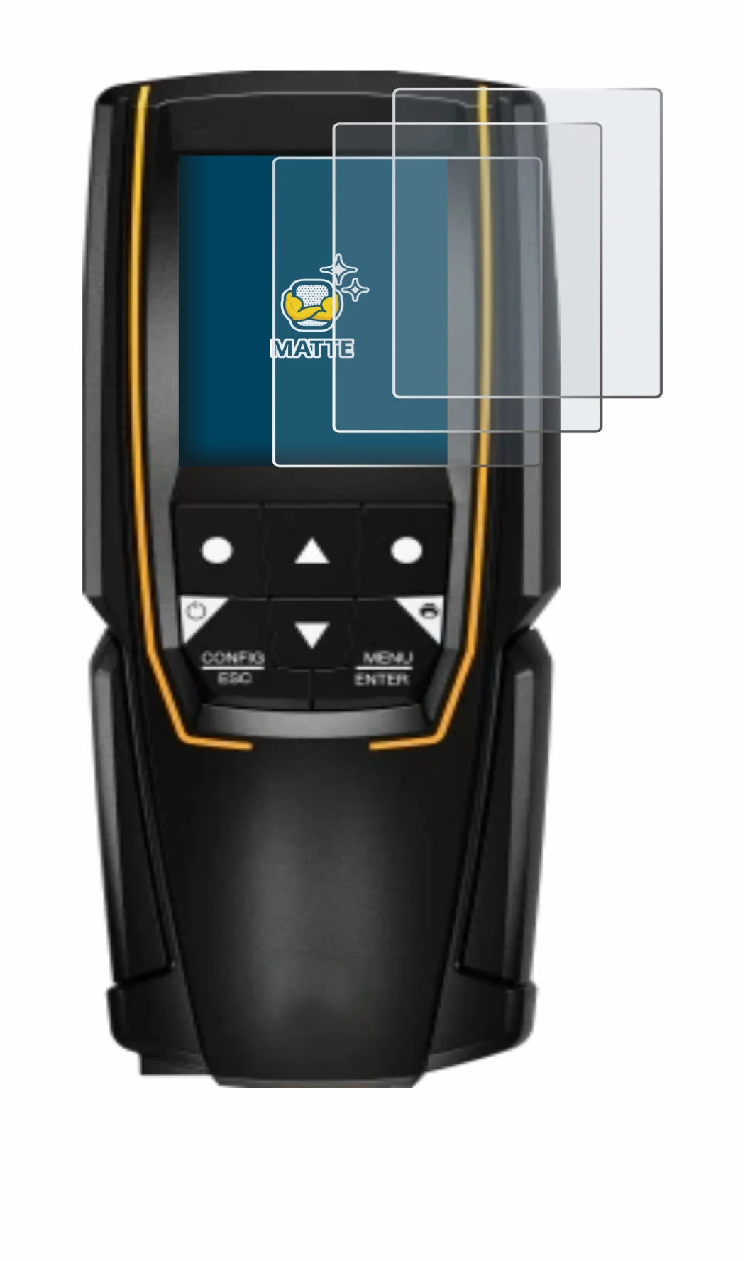 Imagen del dispositivo Testo 310 (2da Gen.) con una amplia variedad de protectores de pantalla.