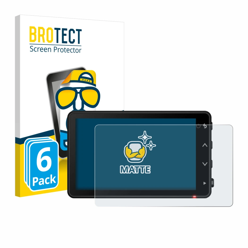 Parte frontal de un envase de producto con el logotipo de la marca BROTECT. Al lado se muestra el dispositivo Garmin Catalyst