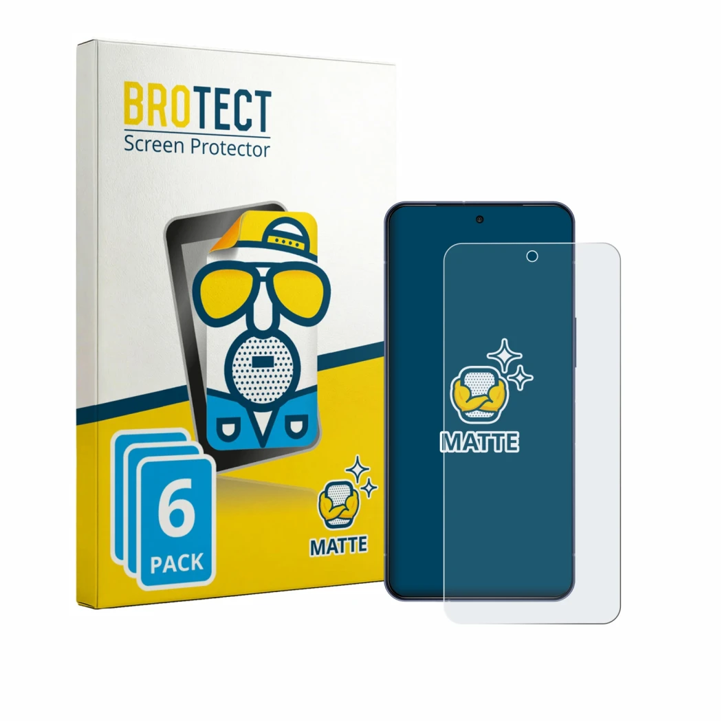 Parte frontal de un envase de producto con el logotipo de la marca BROTECT. Al lado se muestra el dispositivo Sharp Aquos R11
