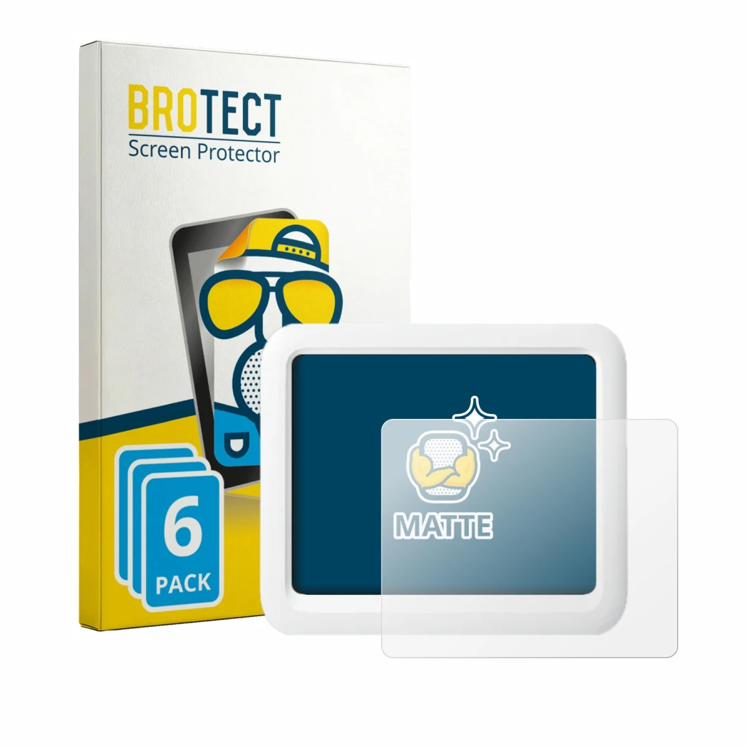 Parte frontal de un envase de producto con el logotipo de la marca BROTECT. Al lado se muestra el dispositivo SwitchBot Meter