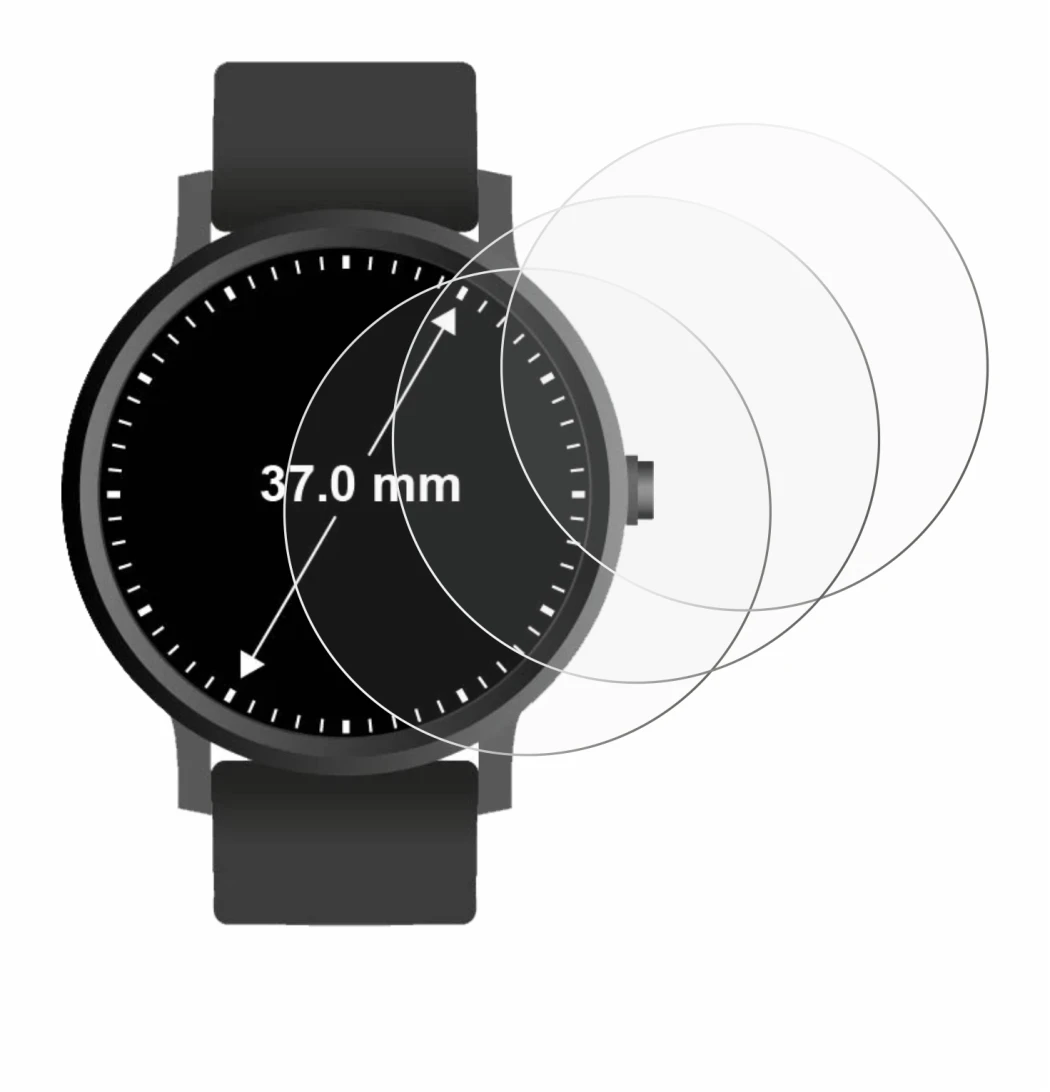 Imagen del dispositivo Relojes (Circular, ø: 37 mm) con una amplia variedad de protectores de pantalla.