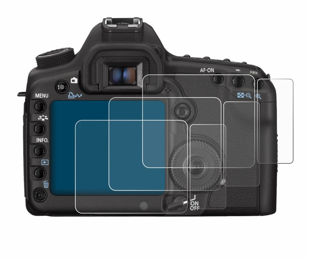 Imagen del dispositivo Canon EOS 5D Mark II con una amplia variedad de protectores de pantalla.