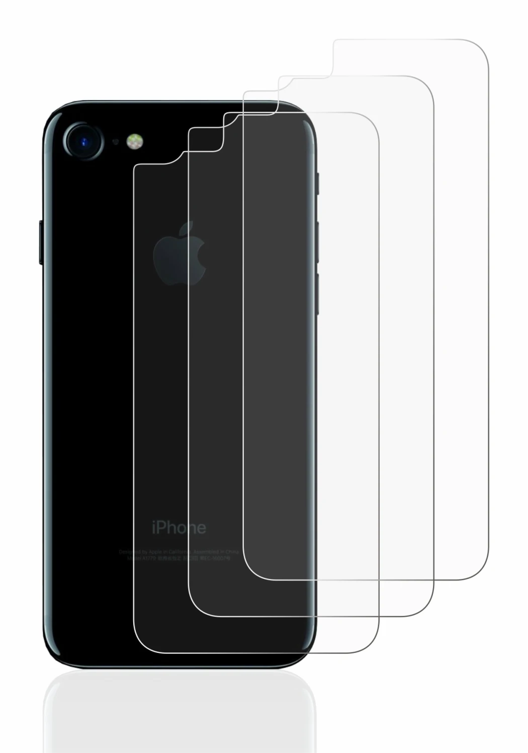Imagen del dispositivo Apple iPhone 7 Trasera (superficie entera) con una amplia variedad de protectores de pantalla.