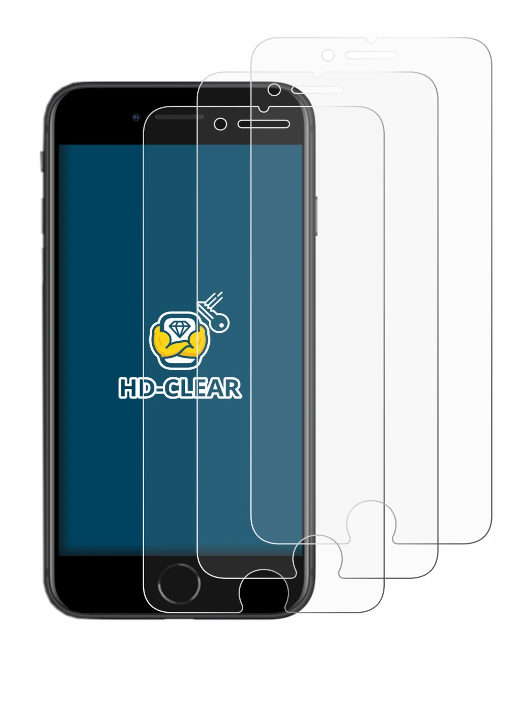 Imagen del dispositivo Apple iPhone SE 2 2020 con una amplia variedad de protectores de pantalla.