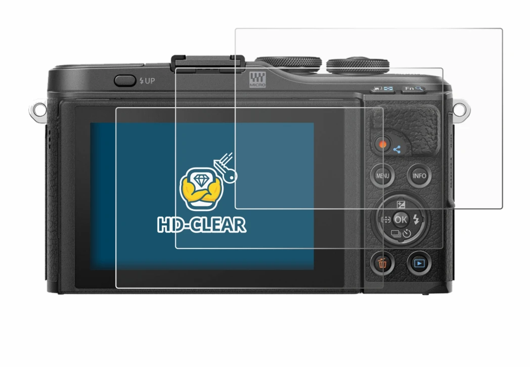 Imagen del dispositivo Olympus PEN E-PL10 con una amplia variedad de protectores de pantalla.