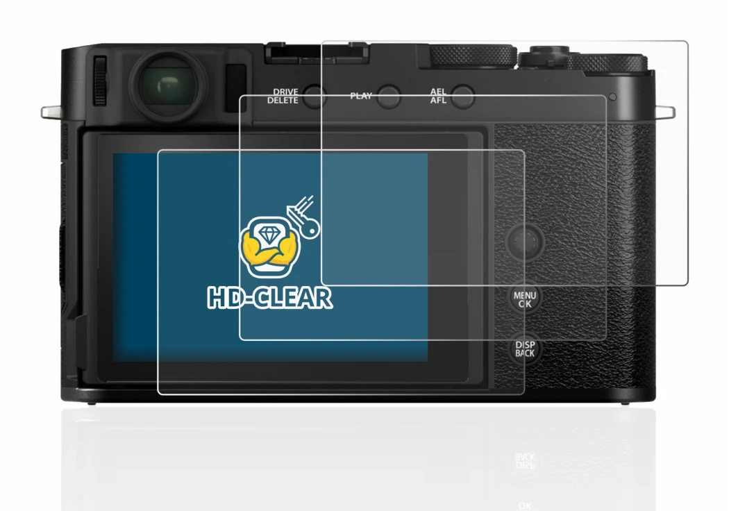 Imagen del dispositivo Fujifilm X-E4 con una amplia variedad de protectores de pantalla.