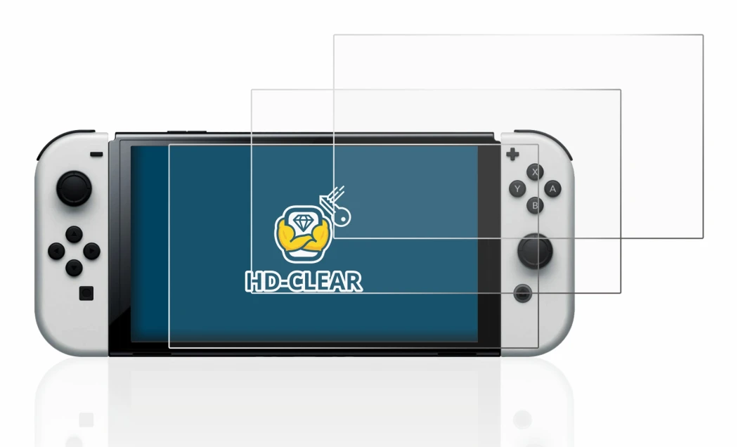 Imagen del dispositivo Nintendo Switch OLED-Modell con una amplia variedad de protectores de pantalla.