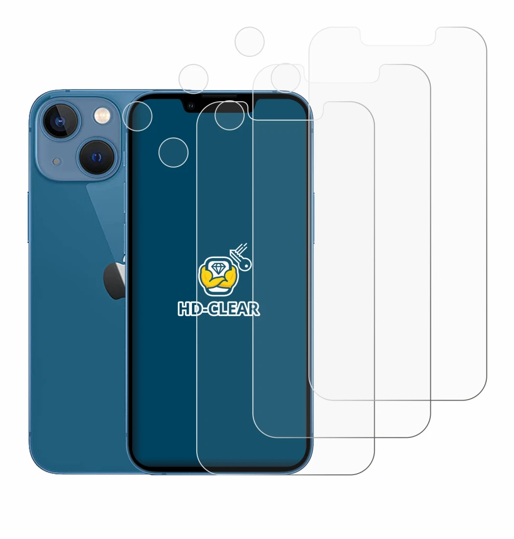 Imagen del dispositivo Apple iPhone 13 mini (Frontal+Cámara) con una amplia variedad de protectores de pantalla.