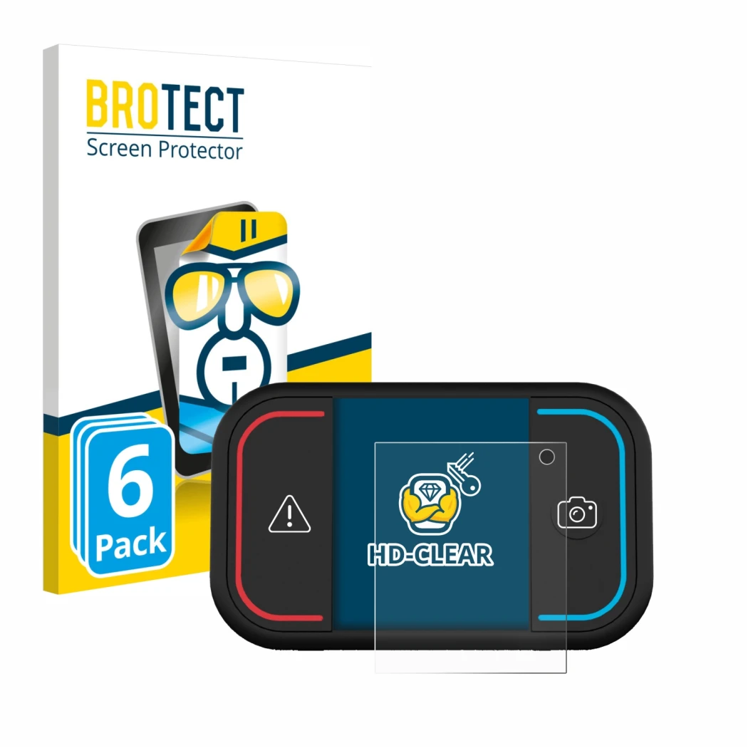 Parte frontal de un envase de producto con el logotipo de la marca BROTECT. Al lado se muestra el dispositivo Saphe Drive Mini