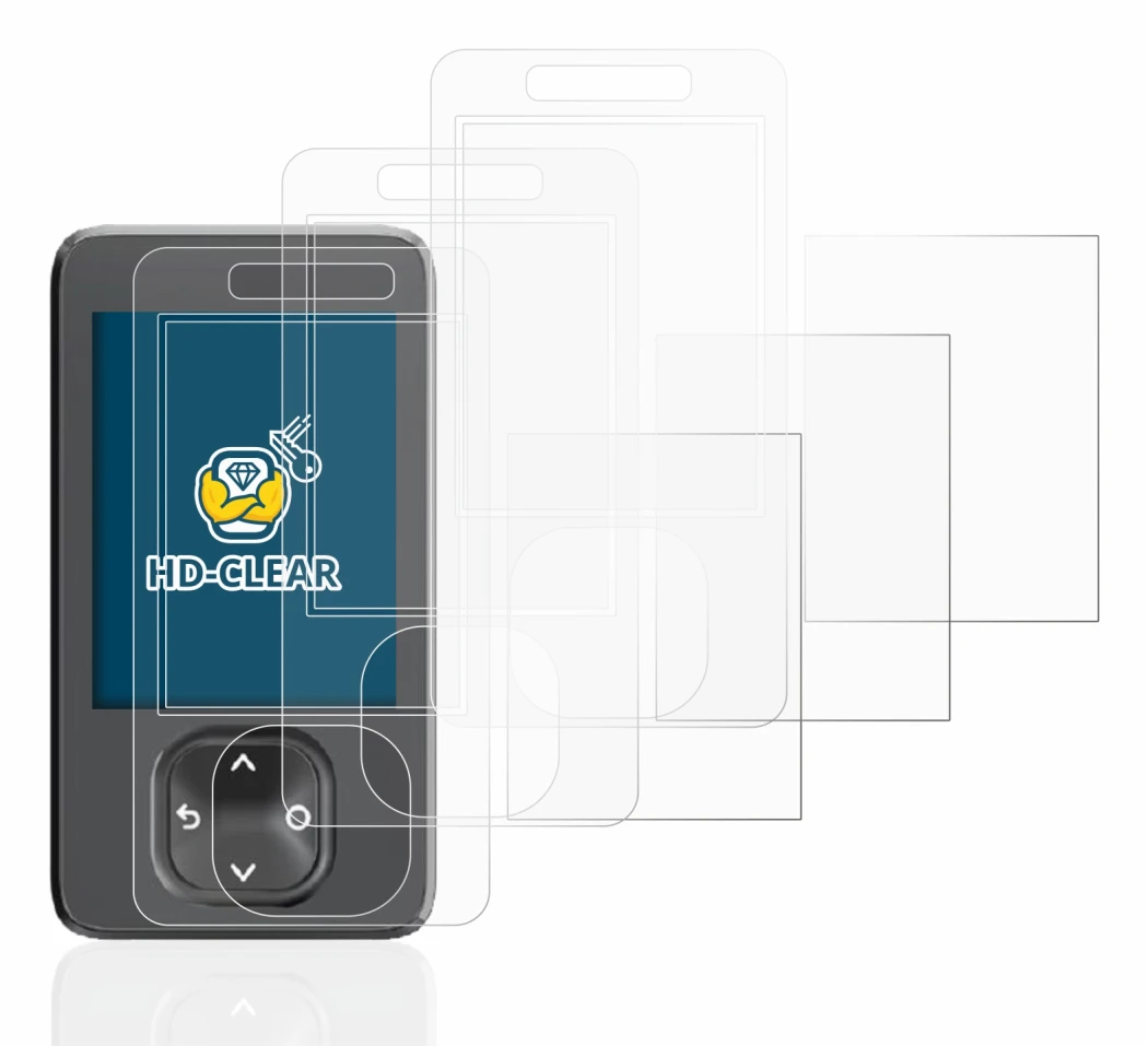 Imagen del dispositivo Dexcom G7 CGM con una amplia variedad de protectores de pantalla.