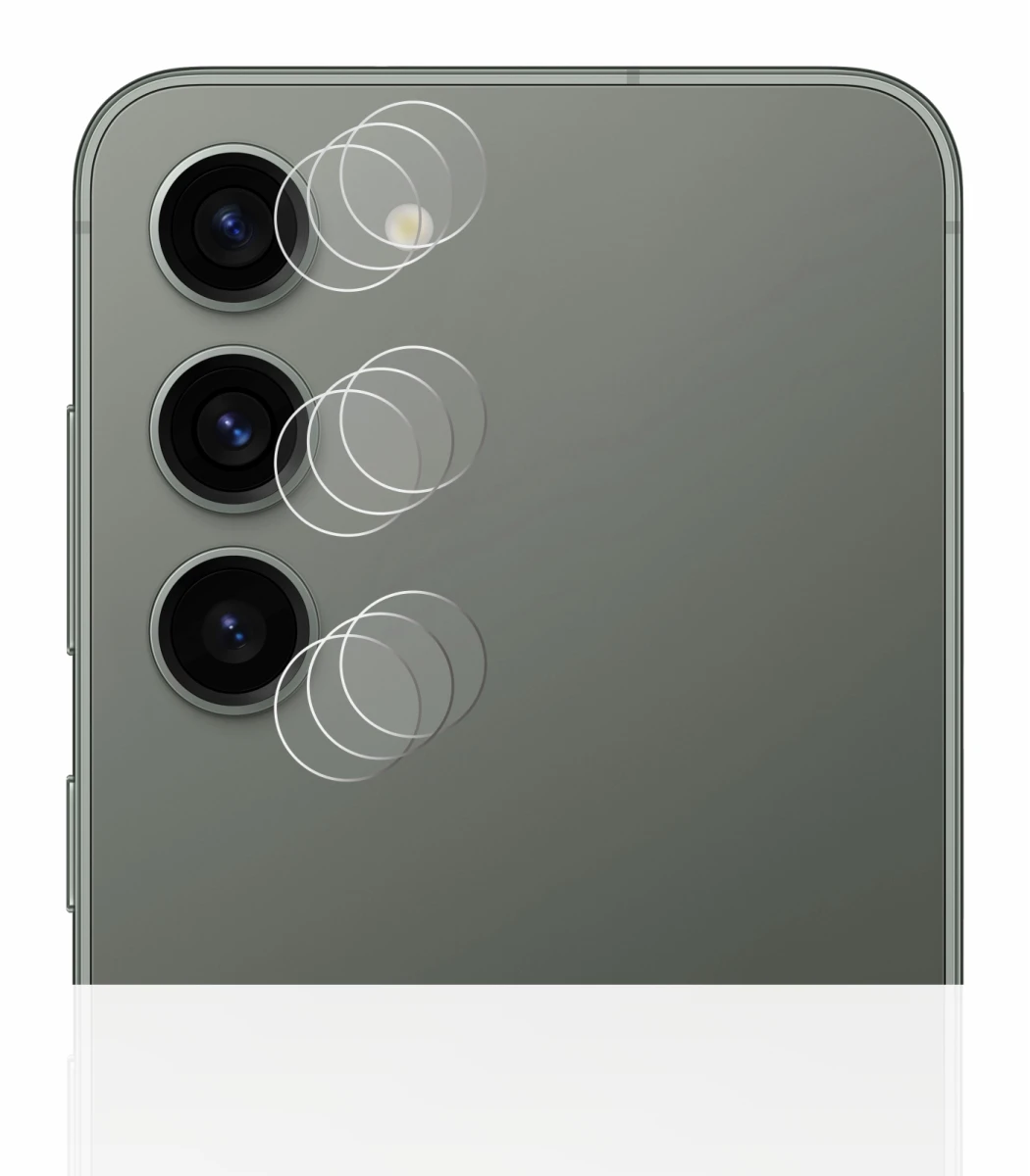 Imagen del dispositivo Samsung Galaxy S23 (SÓLO Cámara) con una amplia variedad de protectores de pantalla.