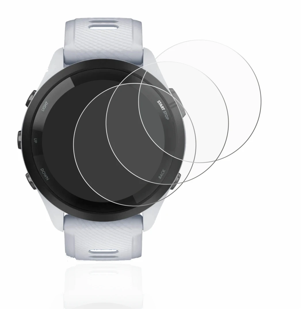 Imagen del dispositivo Garmin Forerunner 265 (46 mm) con una amplia variedad de protectores de pantalla.