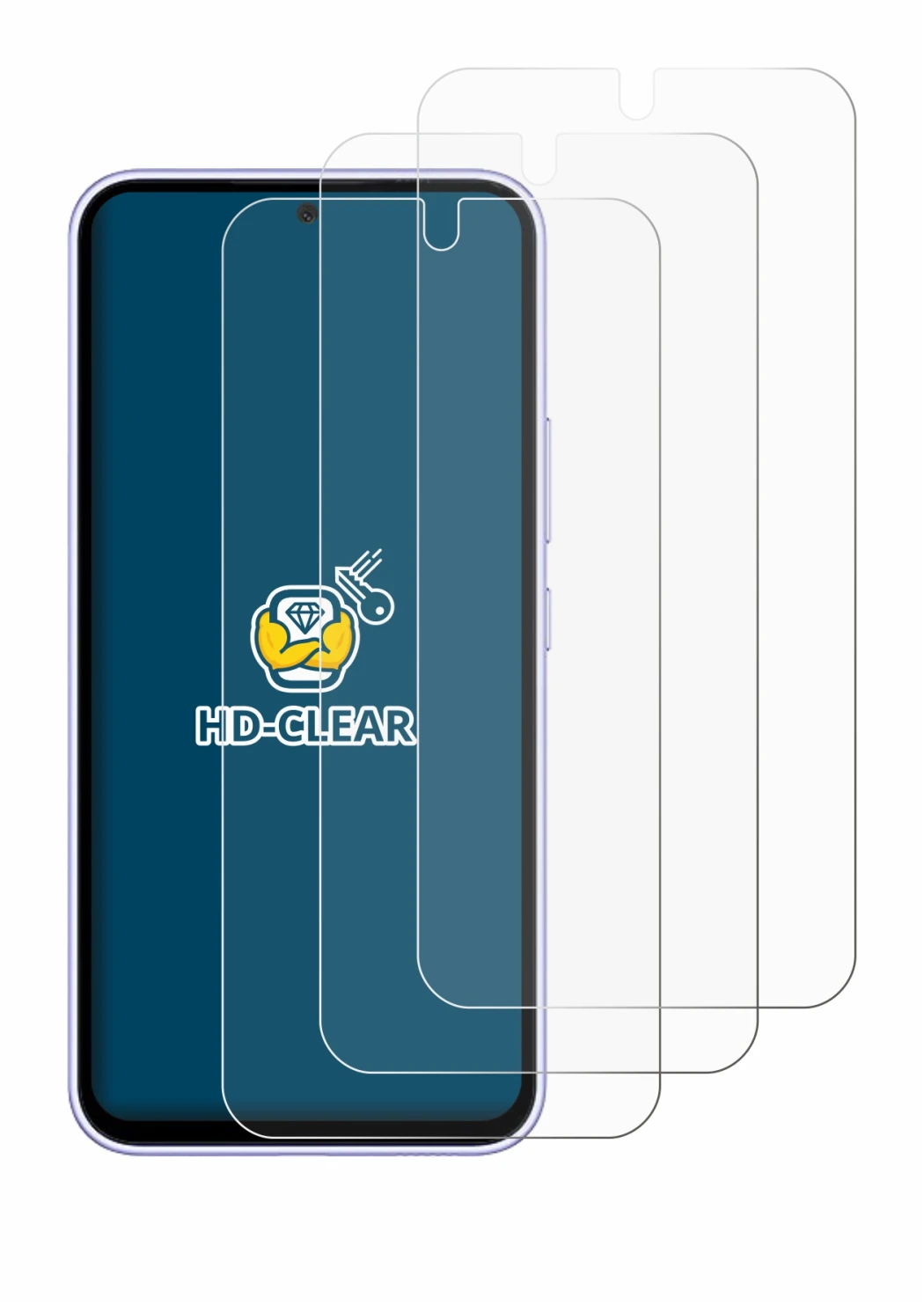 Imagen del dispositivo Samsung Galaxy A54 5G con una amplia variedad de protectores de pantalla.