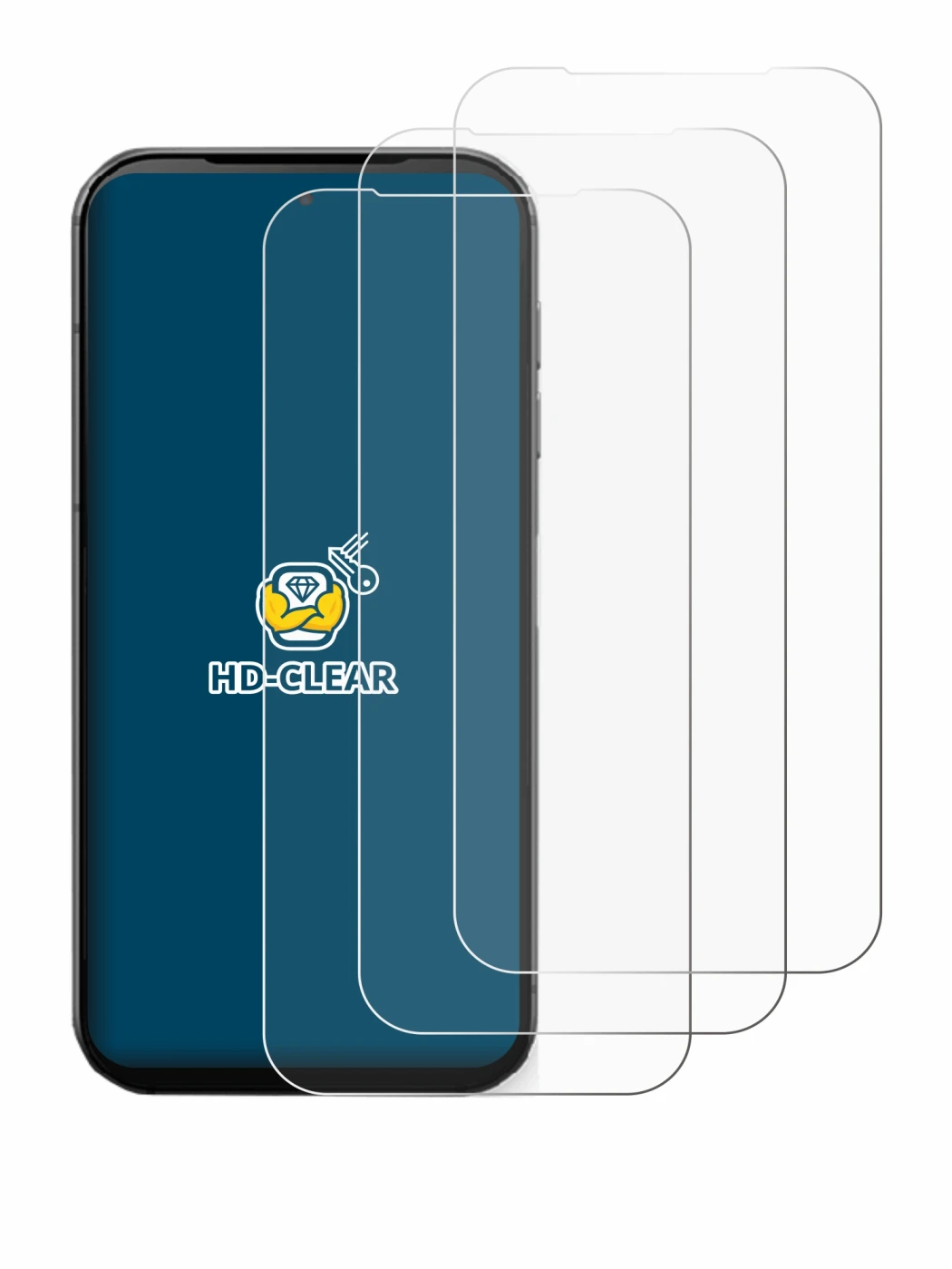 Imagen del dispositivo Fairphone 5 con una amplia variedad de protectores de pantalla.