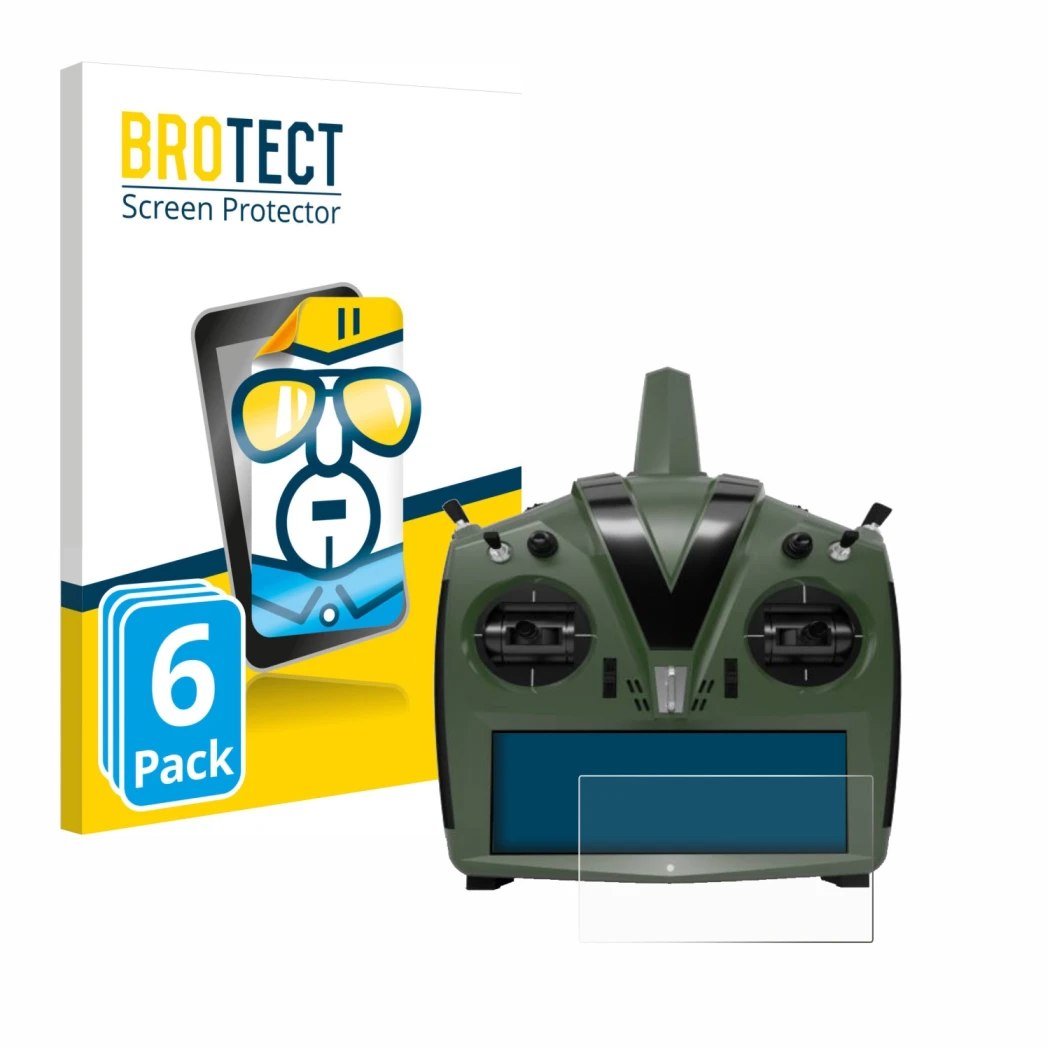 Parte frontal de un envase de producto con el logotipo de la marca BROTECT. Al lado se muestra el dispositivo VBar Control Evo