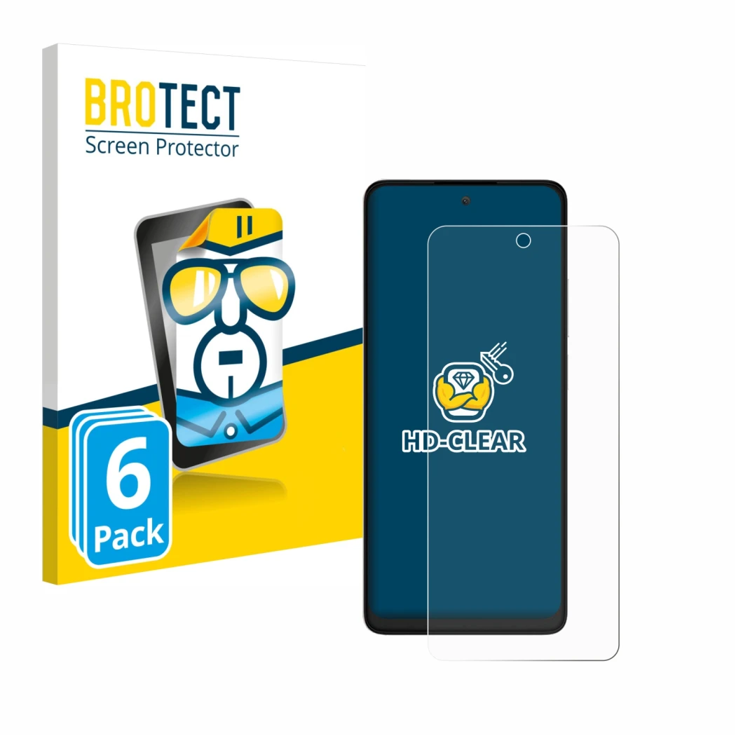 Parte frontal de un envase de producto con el logotipo de la marca BROTECT. Al lado se muestra el dispositivo TCL 40 NXTPAPER