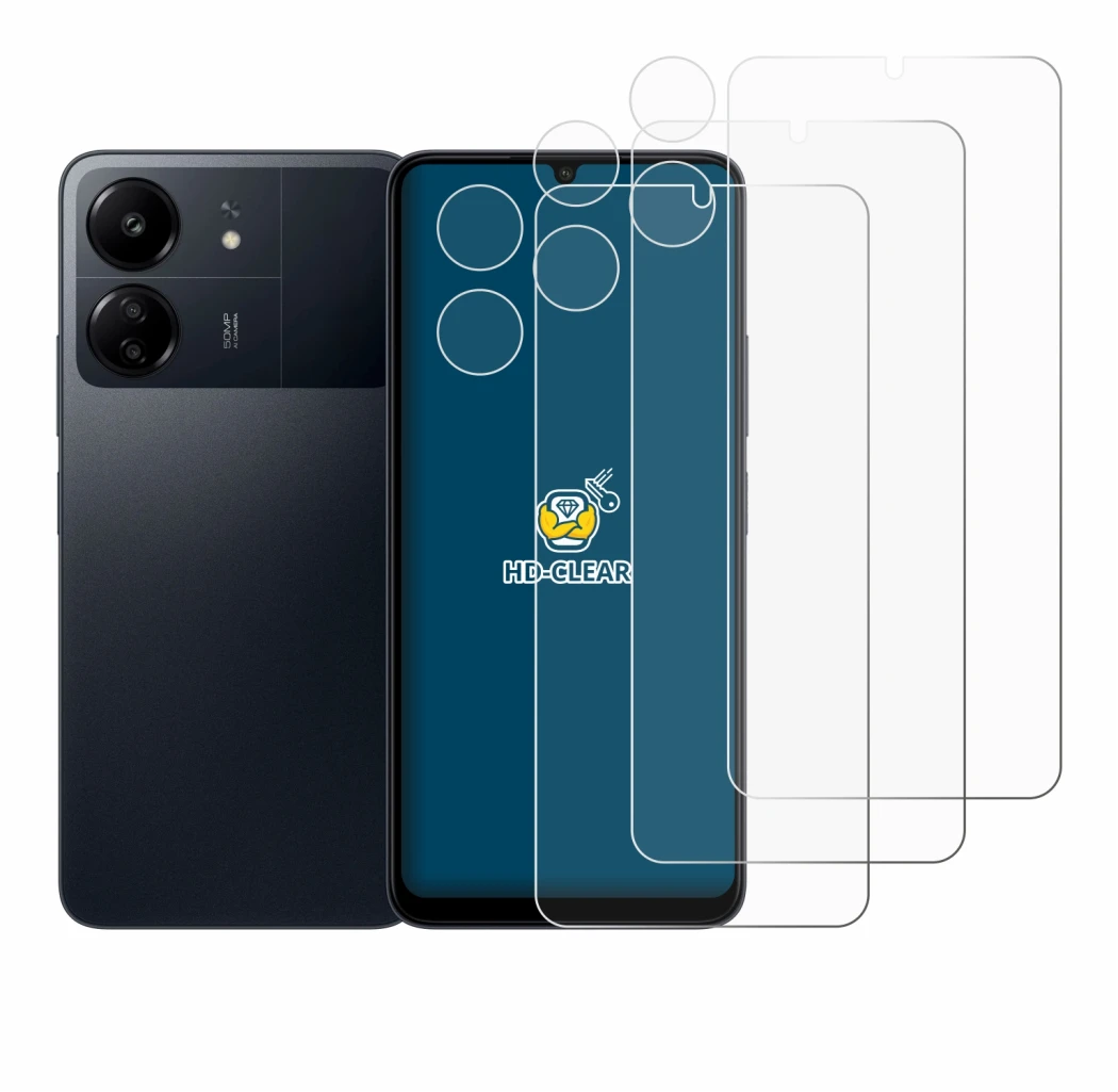 Imagen del dispositivo Xiaomi Poco C65 (Frontal+Cámara) con una amplia variedad de protectores de pantalla.