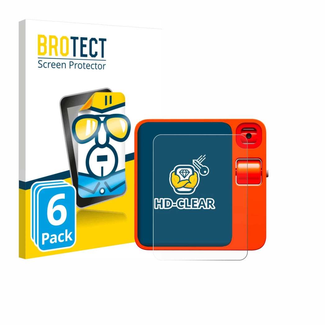 Parte frontal de un envase de producto con el logotipo de la marca BROTECT. Al lado se muestra el dispositivo rabbit r1 con su