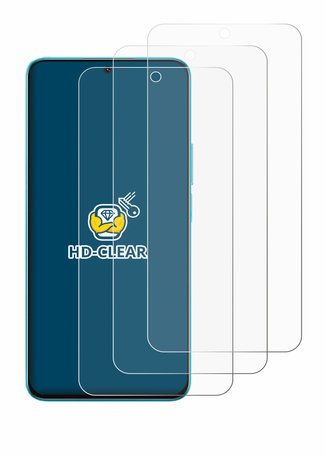 Imagen del dispositivo Honor X8A con una amplia variedad de protectores de pantalla.
