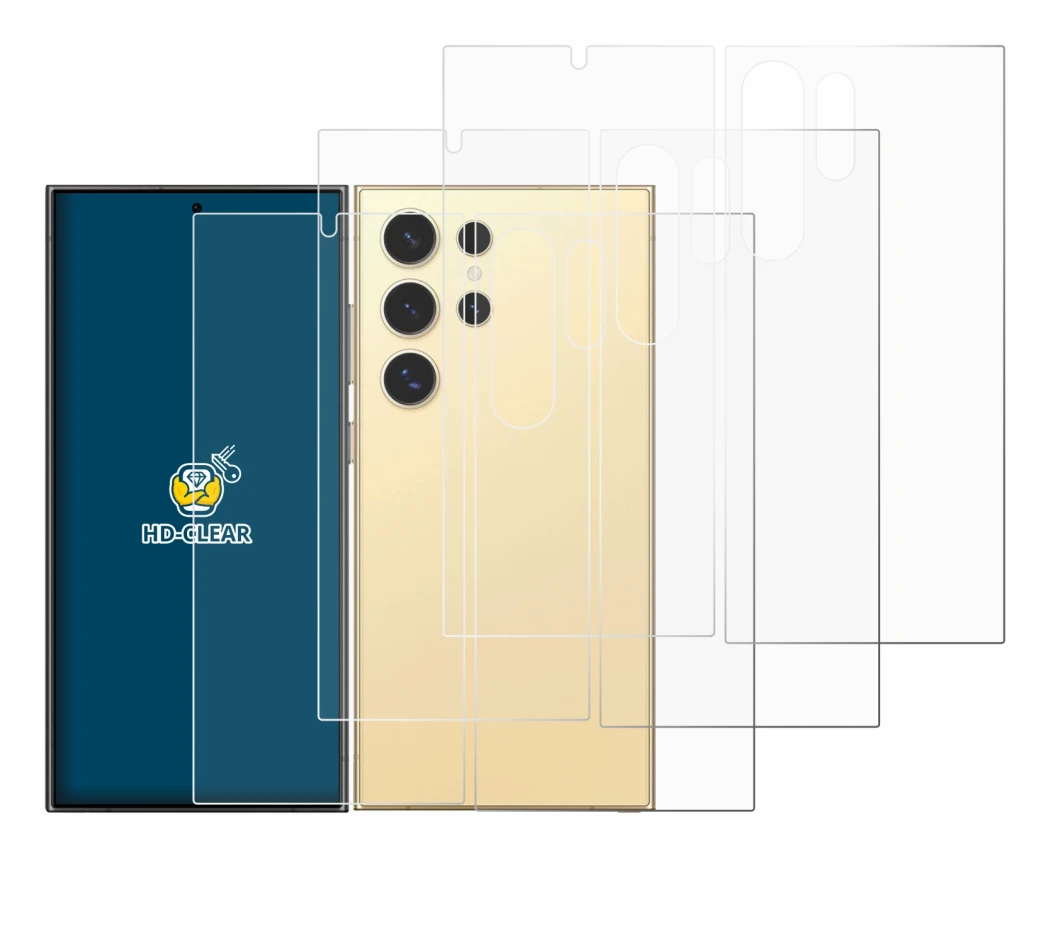 Imagen del dispositivo Samsung Galaxy S24 Ultra (case-friendly) (Frontal+Trasero) con una amplia variedad de protectores de pa