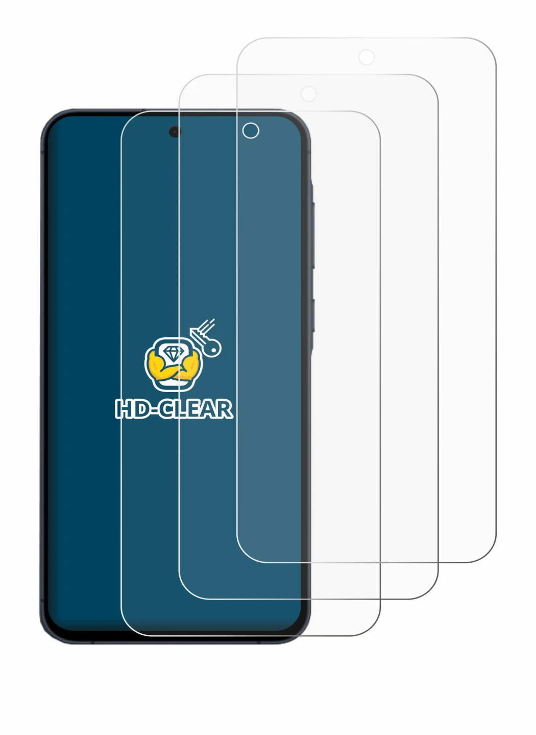 Imagen del dispositivo Samsung Galaxy A55 5G con una amplia variedad de protectores de pantalla.