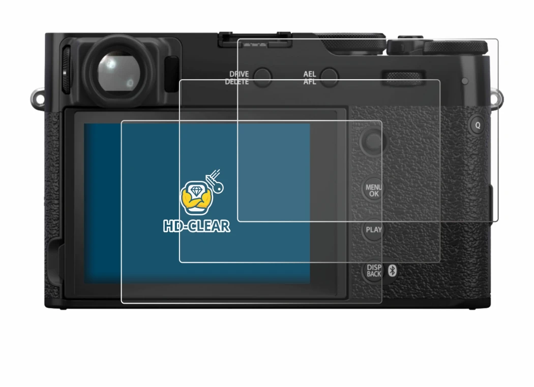 Imagen del dispositivo Fujifilm X100VI con una amplia variedad de protectores de pantalla.