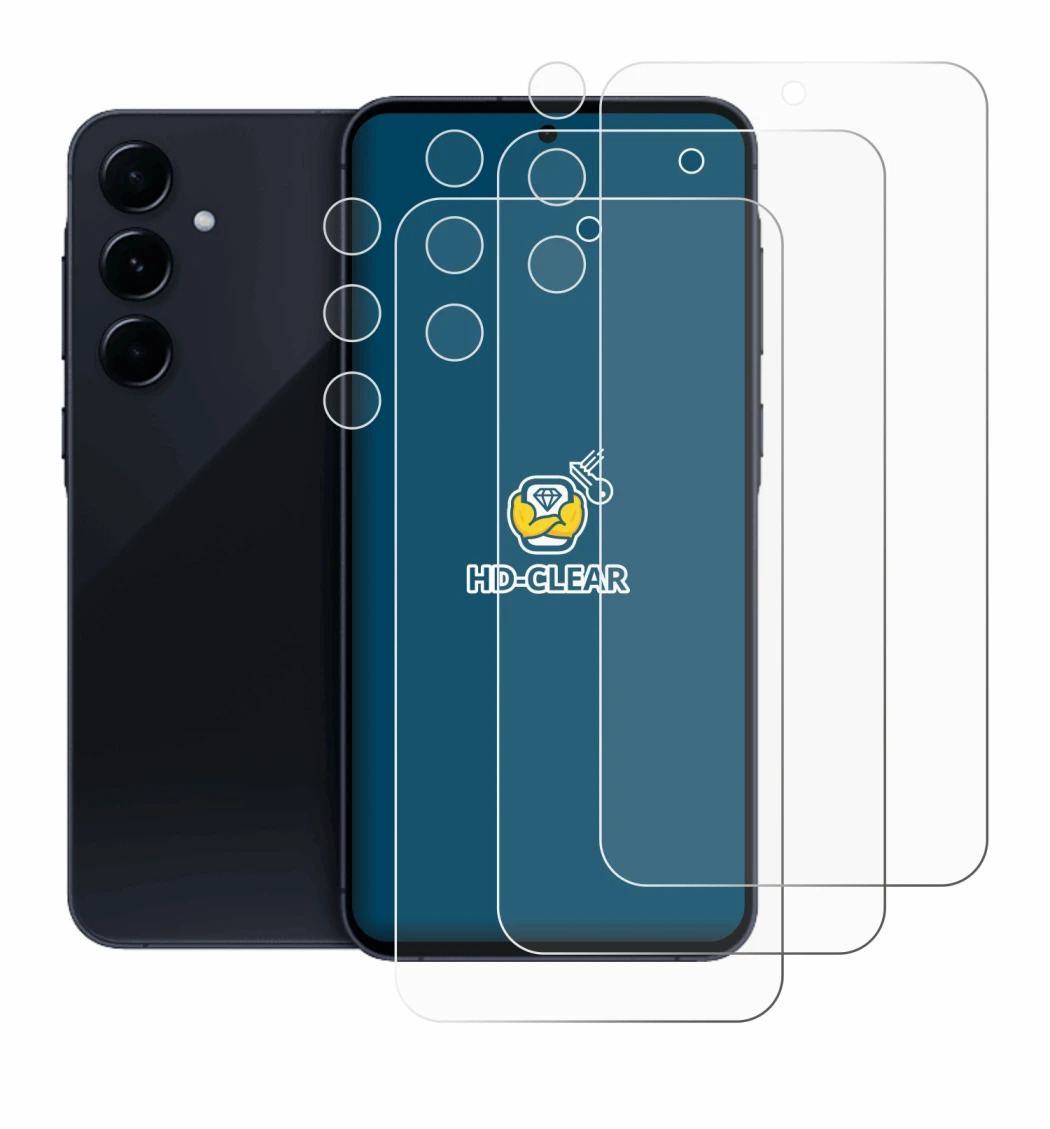 Imagen del dispositivo Samsung Galaxy A55 5G (Frontal+Cámara) con una amplia variedad de protectores de pantalla.