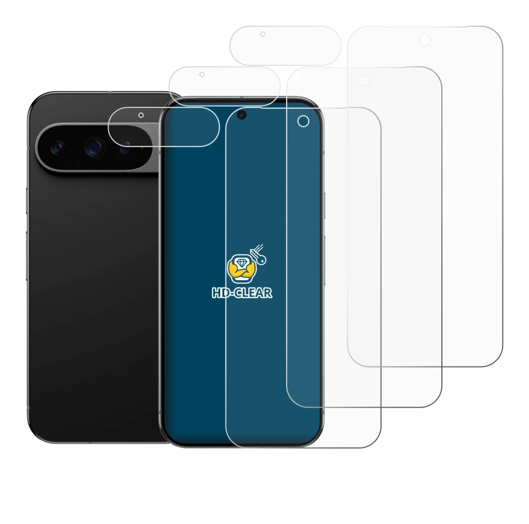 Imagen del dispositivo Google Pixel 9 Pro XL (Frontal+Cámara) con una amplia variedad de protectores de pantalla.