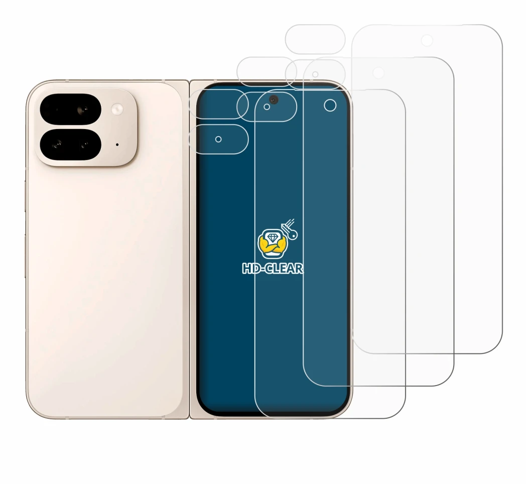 Imagen del dispositivo Google Pixel 9 Pro Fold (Frontal+Cámara) con una amplia variedad de protectores de pantalla.