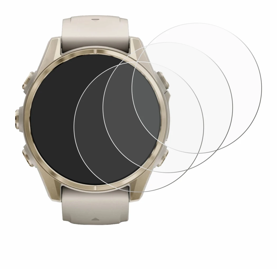 Imagen del dispositivo Garmin Fenix 8 (43 mm) con una amplia variedad de protectores de pantalla.