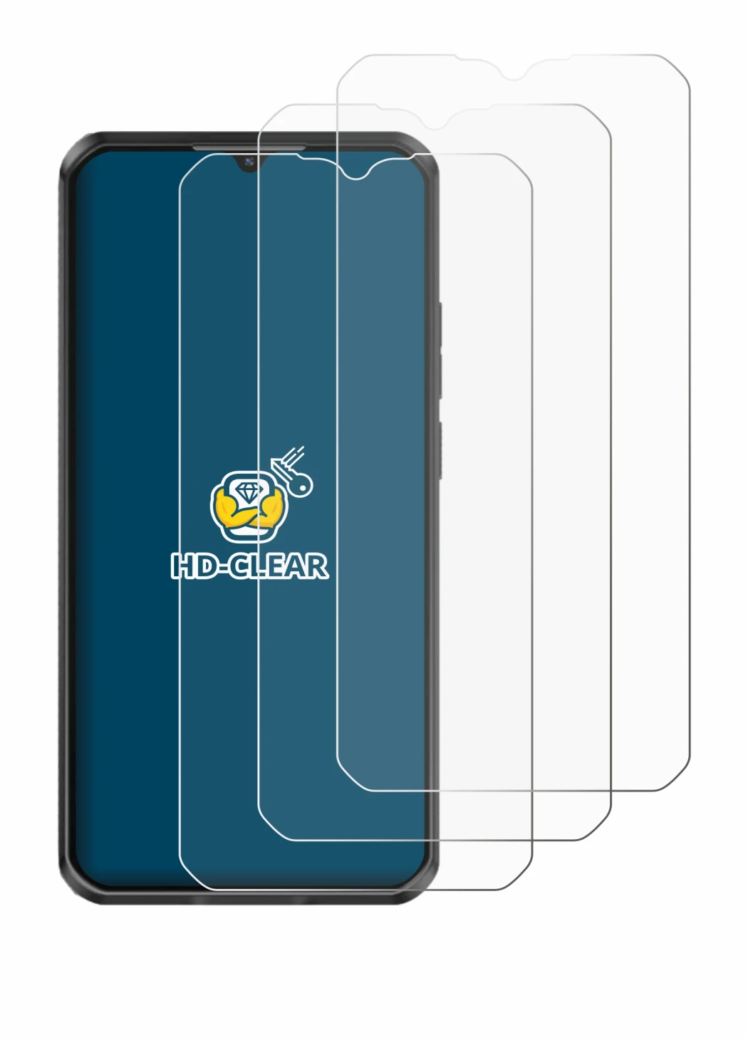 Imagen del dispositivo Oukitel WP50 con una amplia variedad de protectores de pantalla.