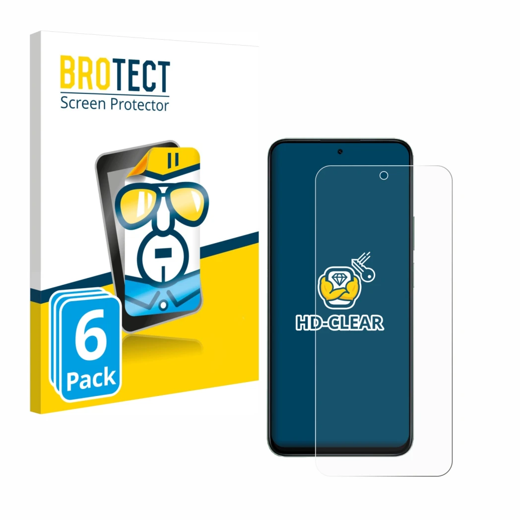 Parte frontal de un envase de producto con el logotipo de la marca BROTECT. Al lado se muestra el dispositivo Honor 200 Smart