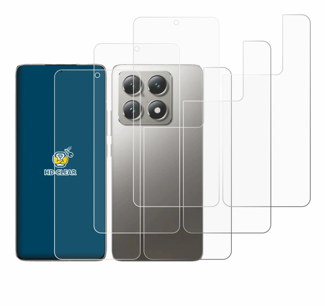 Imagen del dispositivo Xiaomi 14T Pro (Frontal+Trasero) con una amplia variedad de protectores de pantalla.