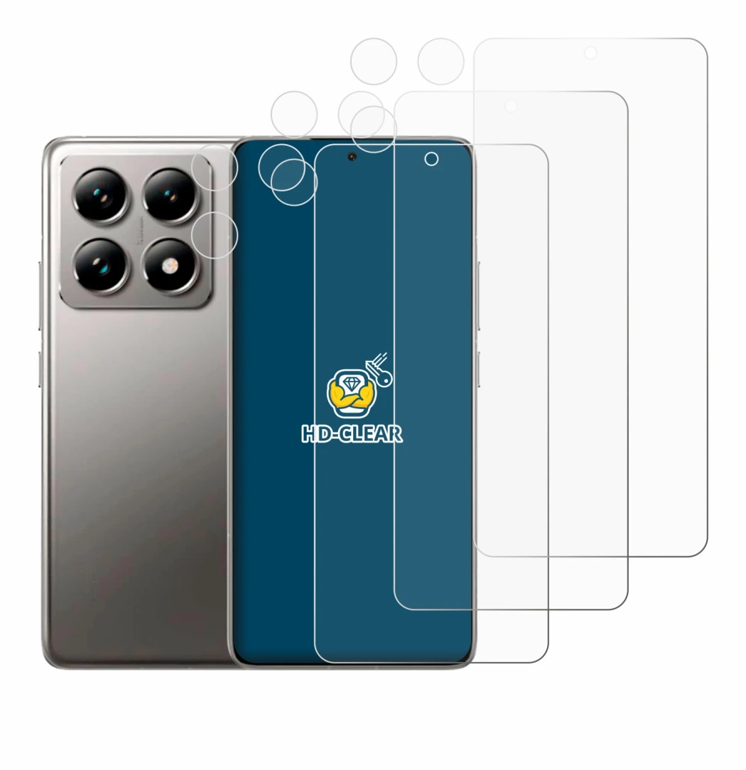 Imagen del dispositivo Xiaomi 14T (Frontal+Cámara) con una amplia variedad de protectores de pantalla.