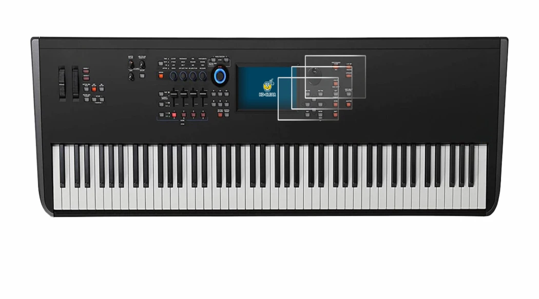 Imagen del dispositivo Yamaha MODX8+ con una amplia variedad de protectores de pantalla.