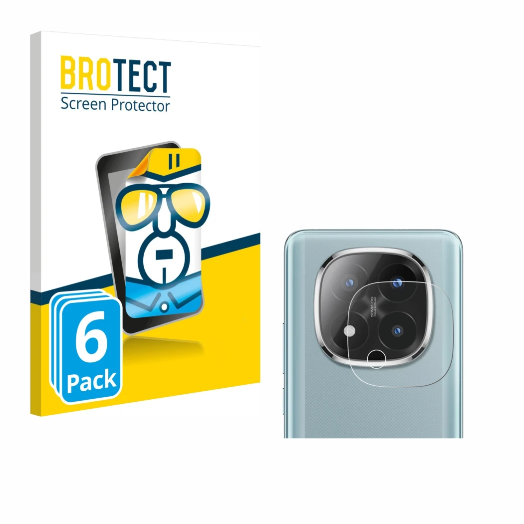 Parte frontal de un envase de producto con el logotipo de la marca BROTECT. Al lado se muestra el dispositivo Xiaomi Redmi Not