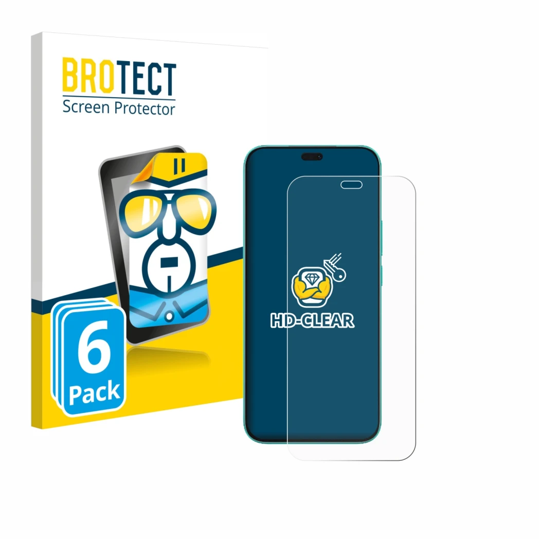 Parte frontal de un envase de producto con el logotipo de la marca BROTECT. Al lado se muestra el dispositivo Honor X8c con su