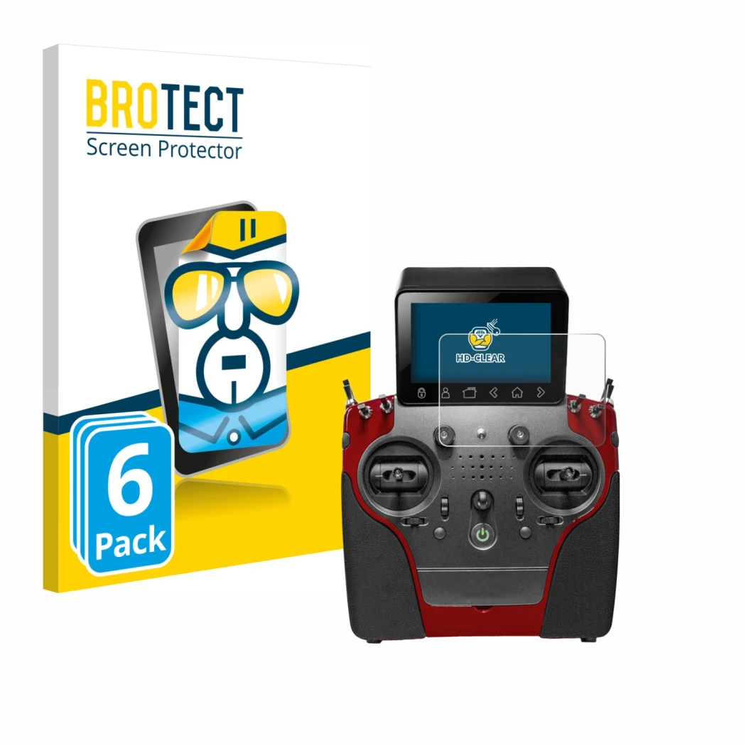 Parte frontal de un envase de producto con el logotipo de la marca BROTECT. Al lado se muestra el dispositivo PowerBox Systems