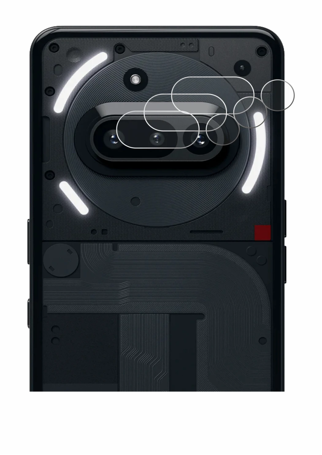 Imagen del dispositivo Nothing Phone (3a) (SÓLO Cámara) con una amplia variedad de protectores de pantalla.