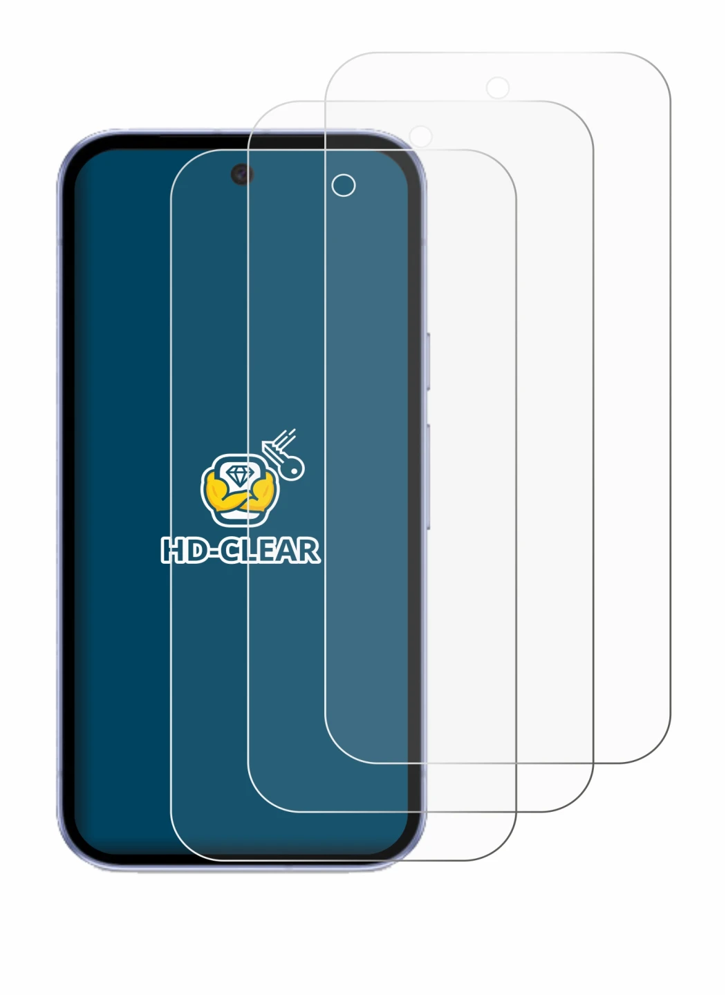 Imagen del dispositivo Google Pixel 9a con una amplia variedad de protectores de pantalla.