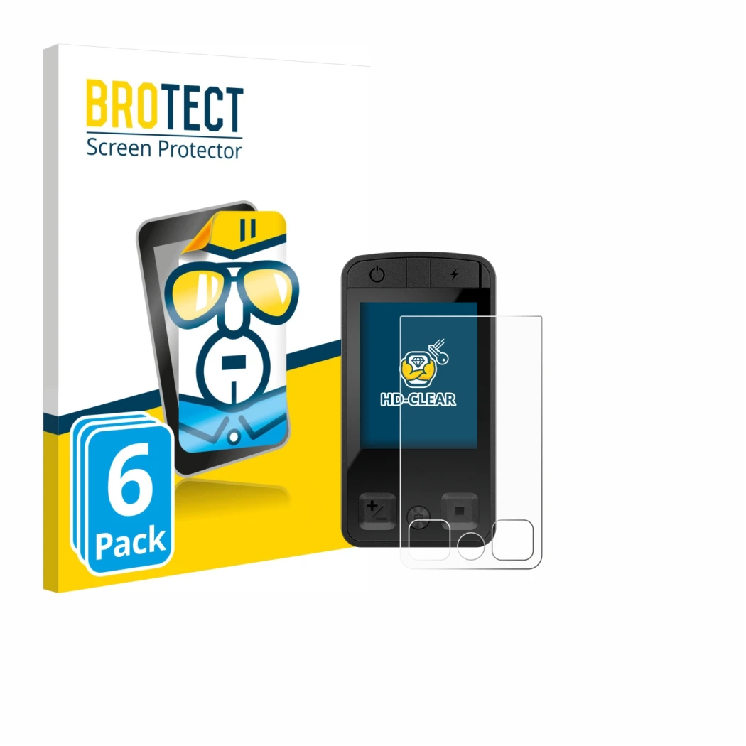 Parte frontal de un envase de producto con el logotipo de la marca BROTECT. Al lado se muestra el dispositivo Bosch Kiox 400C 