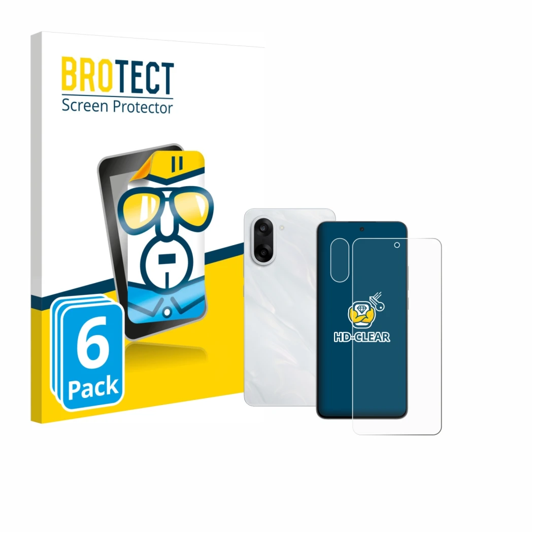 Parte frontal de un envase de producto con el logotipo de la marca BROTECT. Al lado se muestra el dispositivo OnePlus Nord CE 