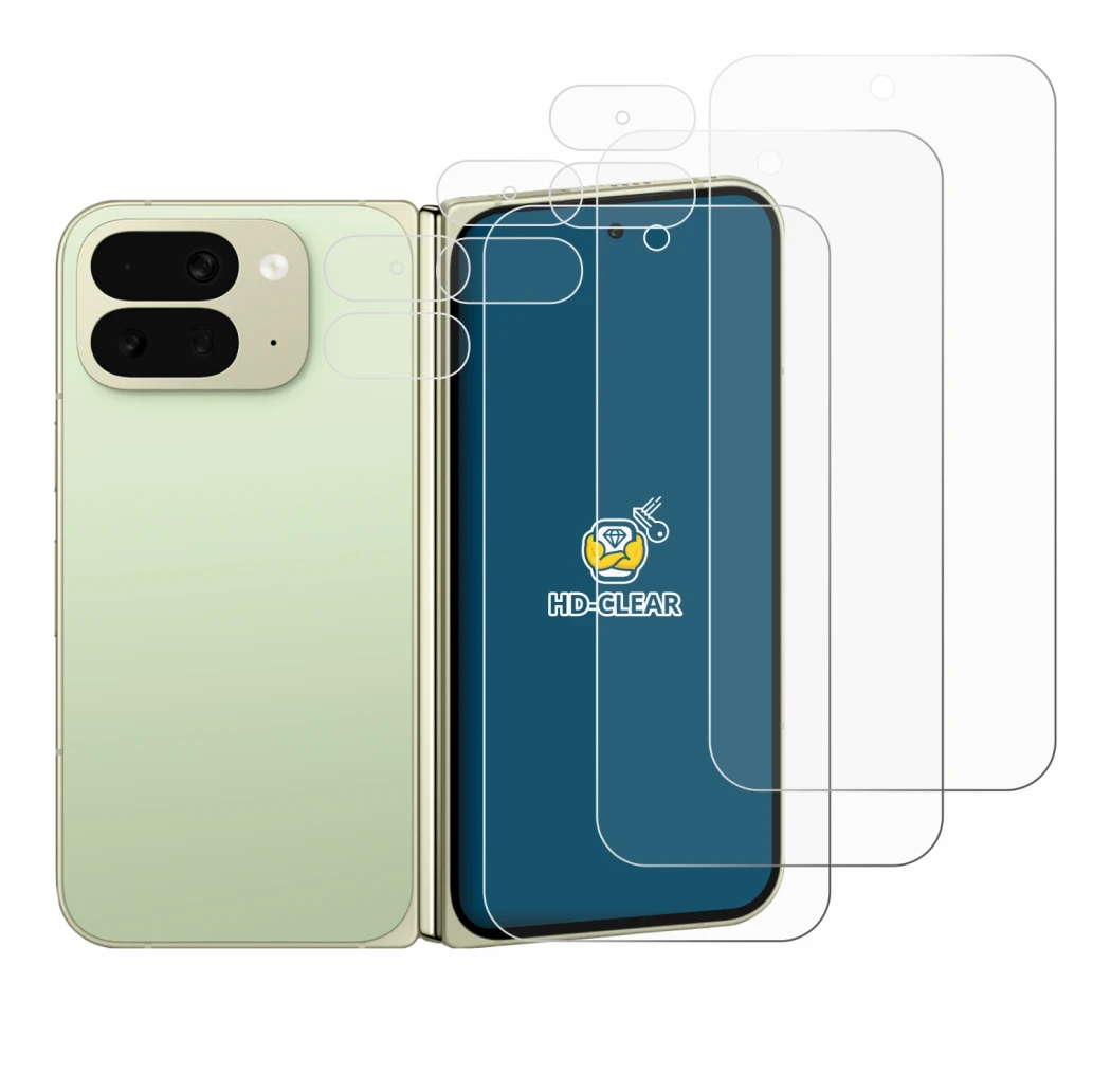 Imagen del dispositivo Google Pixel 10 Pro Fold (Frontal+Cámara) con una amplia variedad de protectores de pantalla.