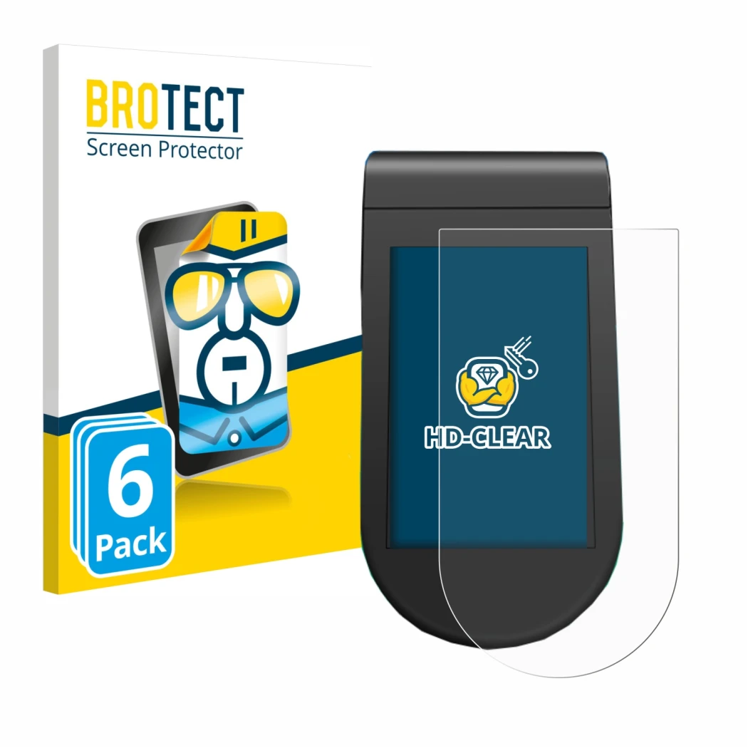 Parte frontal de un envase de producto con el logotipo de la marca BROTECT. Al lado se muestra el dispositivo SoFlow SO4 Pro M